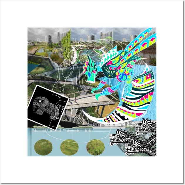 the death and the city in wetland collage of pattern Wall Art by jorge_lebeau